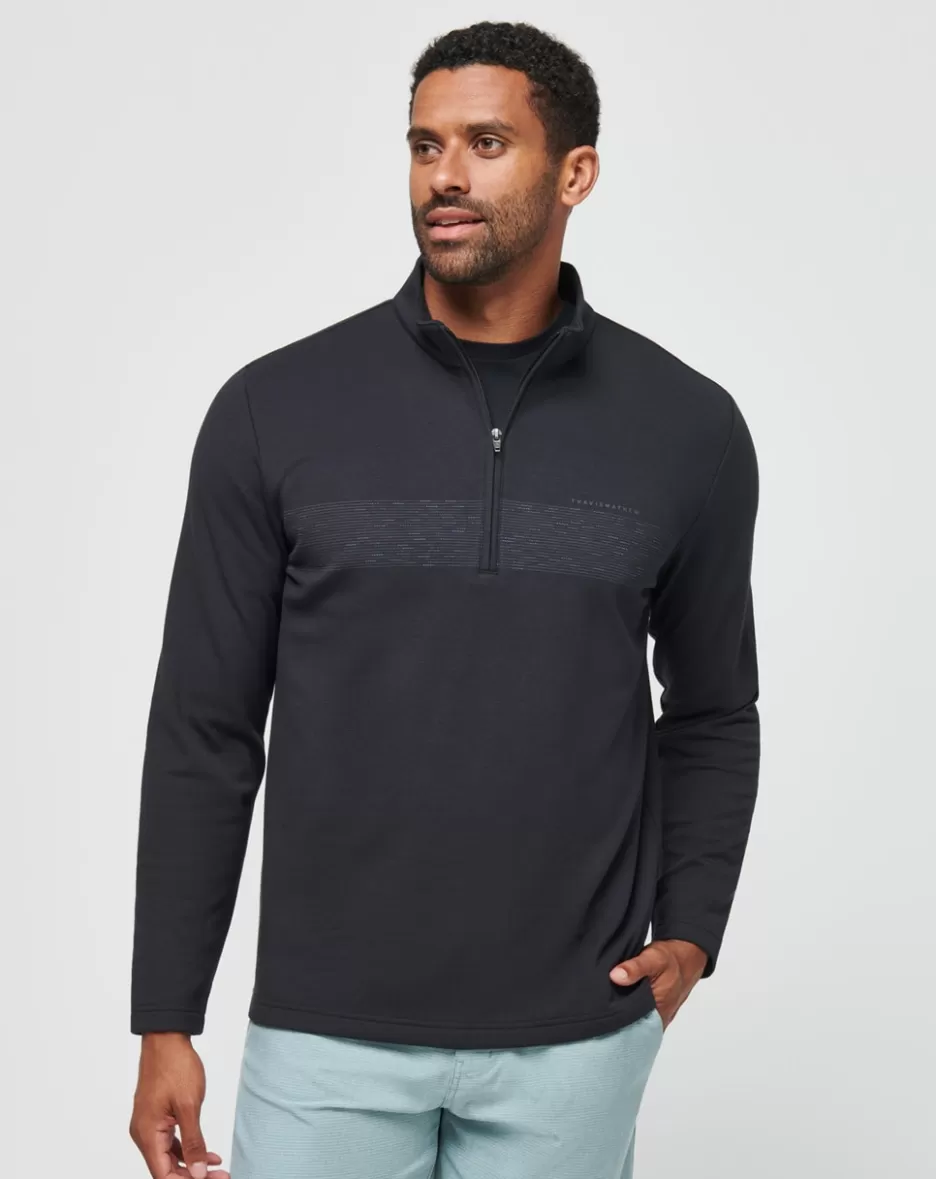 UPGRADED FLEECE CHEST STRIPE QUARTER ZIP*TravisMathew Outlet