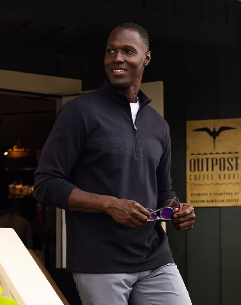 UPGRADED FLEECE CHEST STRIPE QUARTER ZIP*TravisMathew Outlet